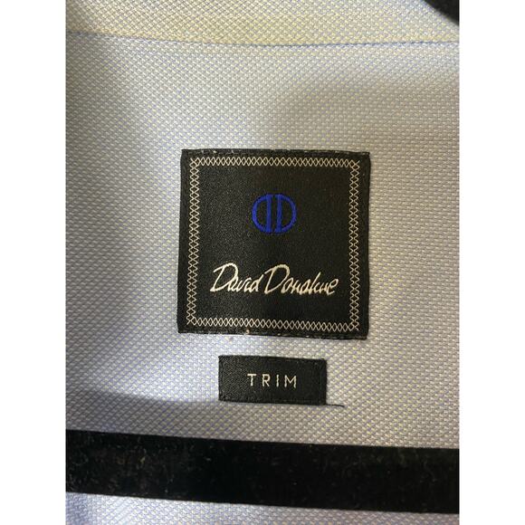 Men's David Donaho Blue Button Down Dress Shirt Sz 16.5/35/35 Trim - Picture 4 of 4